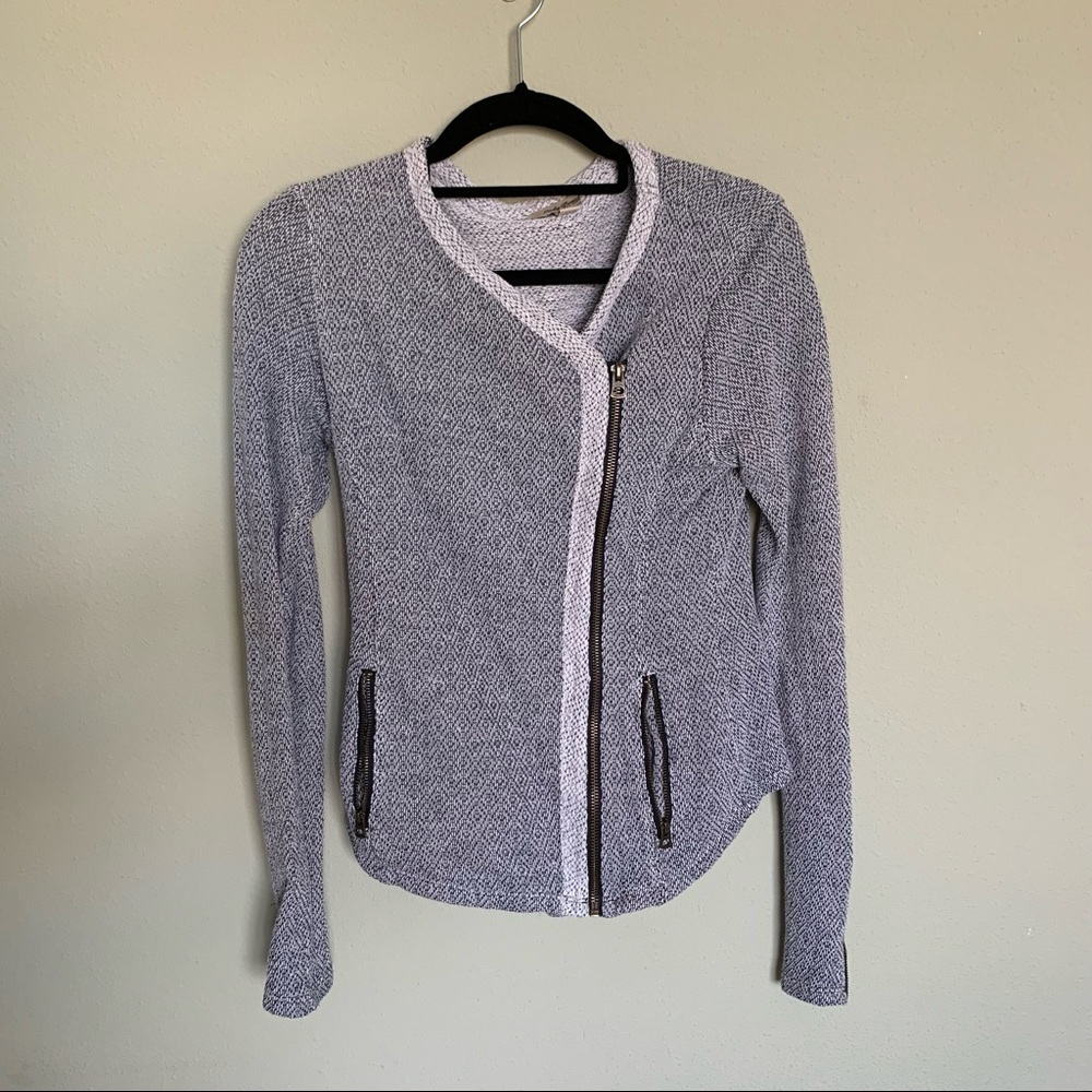 Lucky Brand Moto Jacquard Asymmetric Zipper Jacket XS